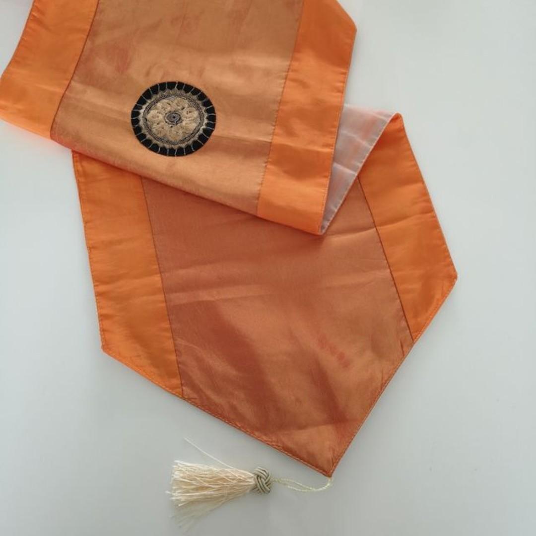 Thai Silk Table Runner With Tassels Orange Furniture Home