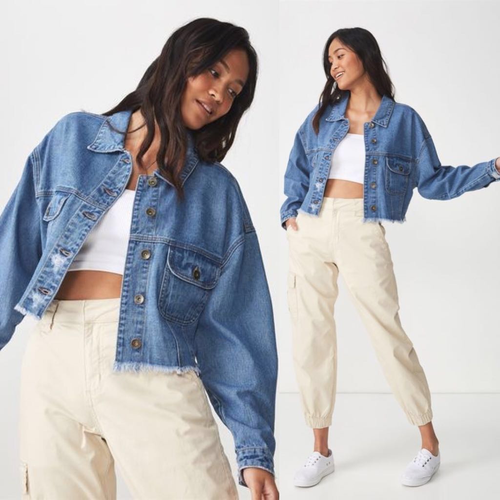 cropped denim oversized jacket