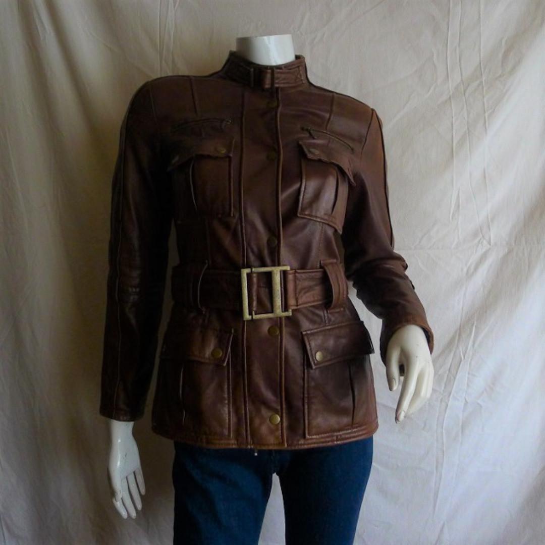 brown leather jacket zara