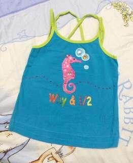 Why and 1/2 女童藍色海馬水鑽細肩帶背心9號125cm