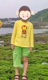 Why and 1/2 男童黃色鋼鐵人長袖上衣棉質T恤7號115cm