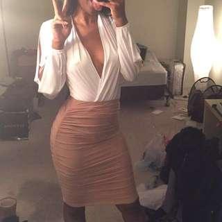 Camel bodycon skirt