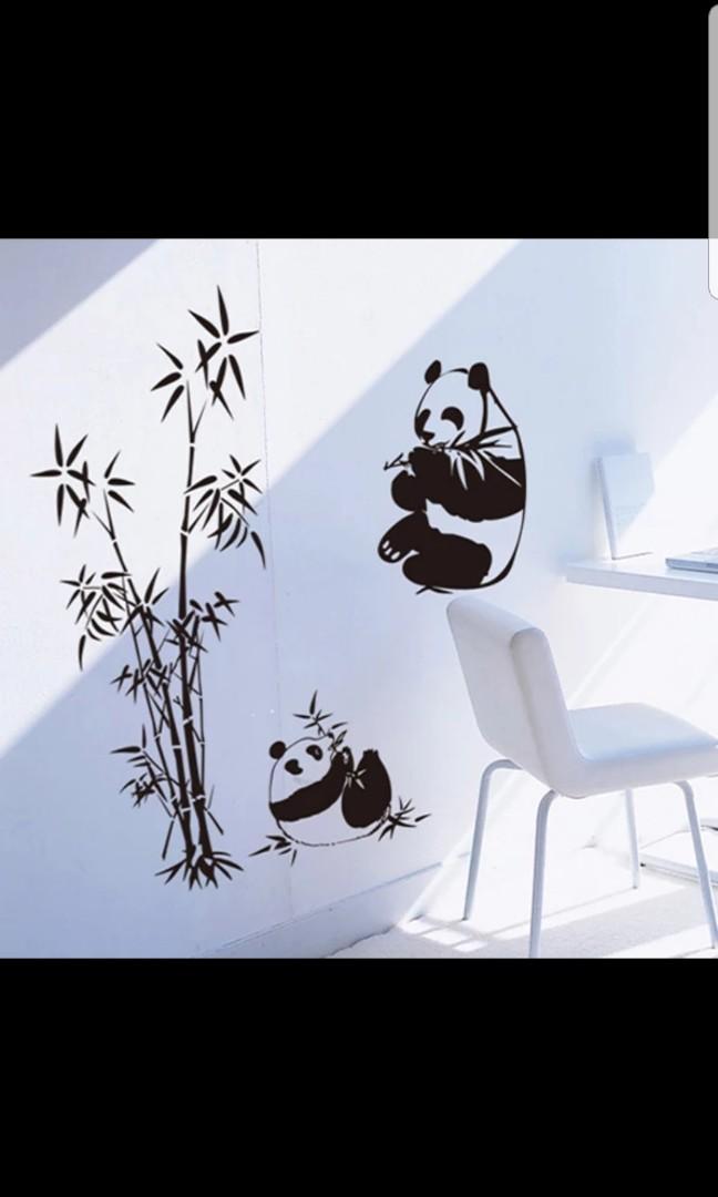 Black Bamboo Panda Wall Sticker Bedroom Living Room Sofa Tv