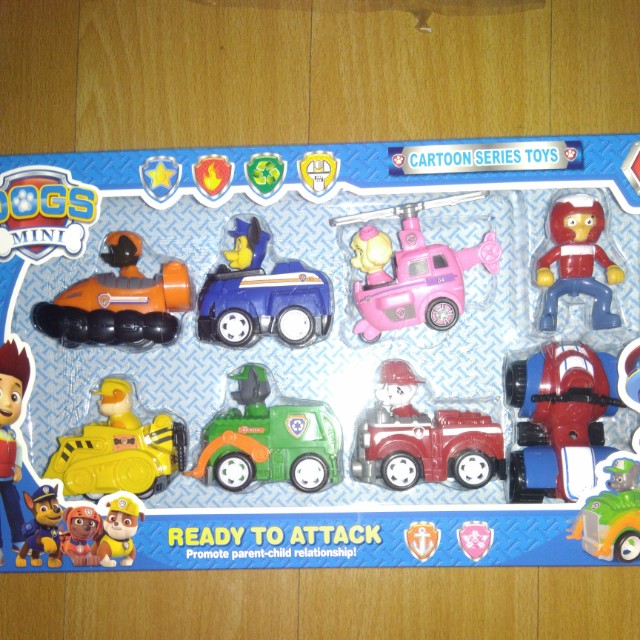 BRANDNEW 6pcs PAW PATROL in PULL BACK CARS with RYDER in MOTOR SET