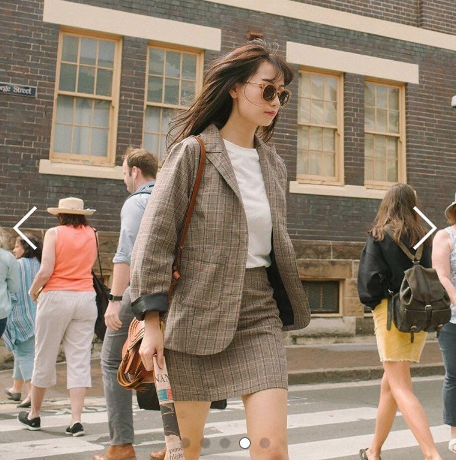 Brown blazer and skirt set Clearance