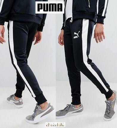 puma joggers white stripe
