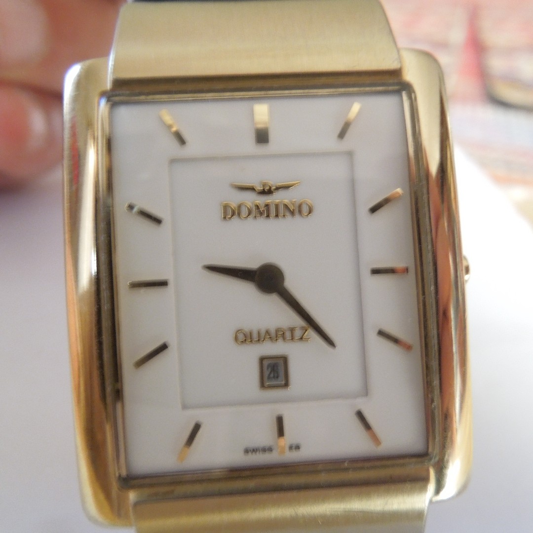 Domino Quartz White Rectangular Dial Watch