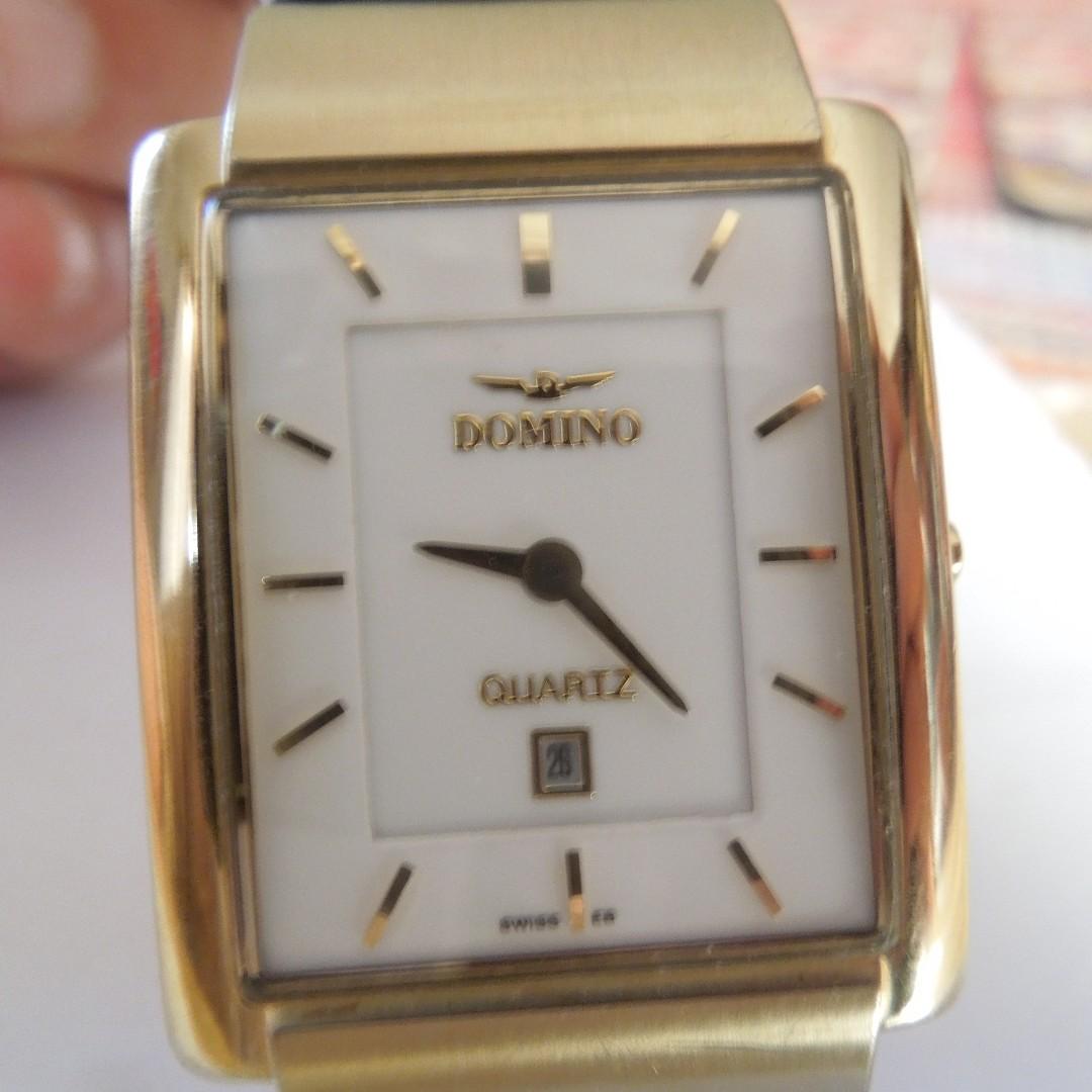 Domino Quartz White Rectangular Dial Watch