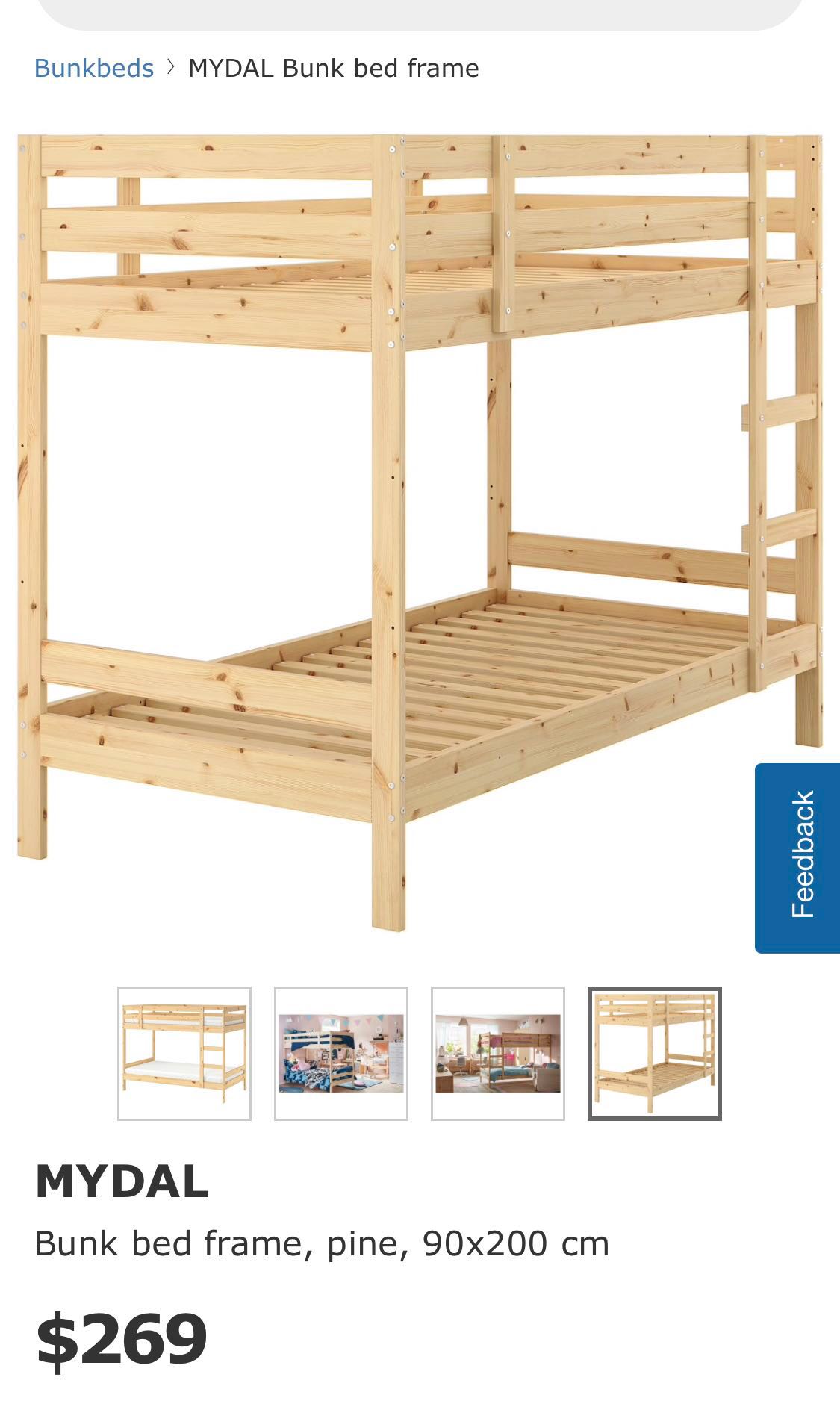 Ikea Mydal Bunk Bed Frame Furniture, Mydal Bunk Bed Frame Pine