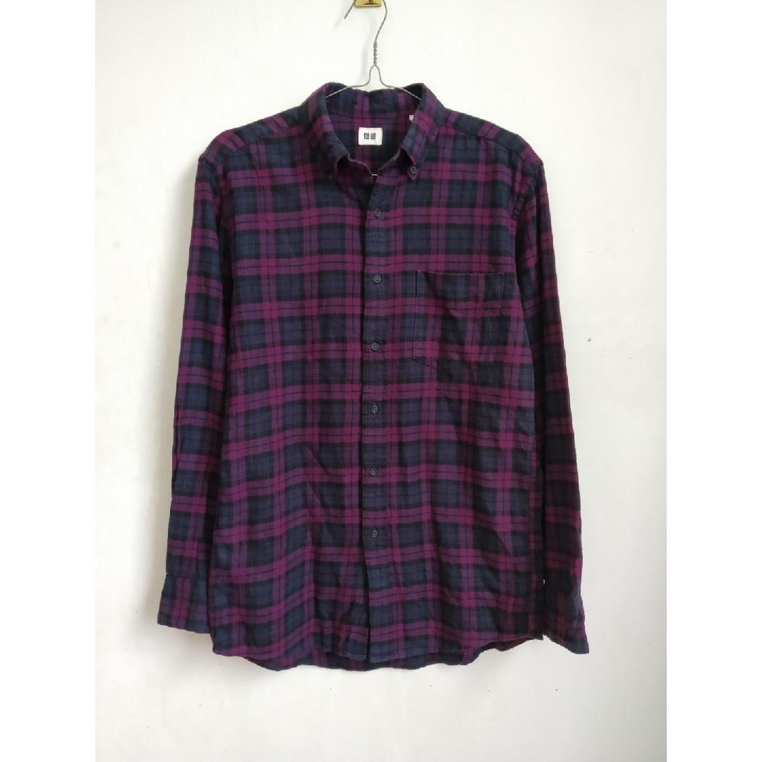 Kemeja Flanel Uniqlo Seperti Baru Fesyen Pria Pakaian Atasan Di Carousell