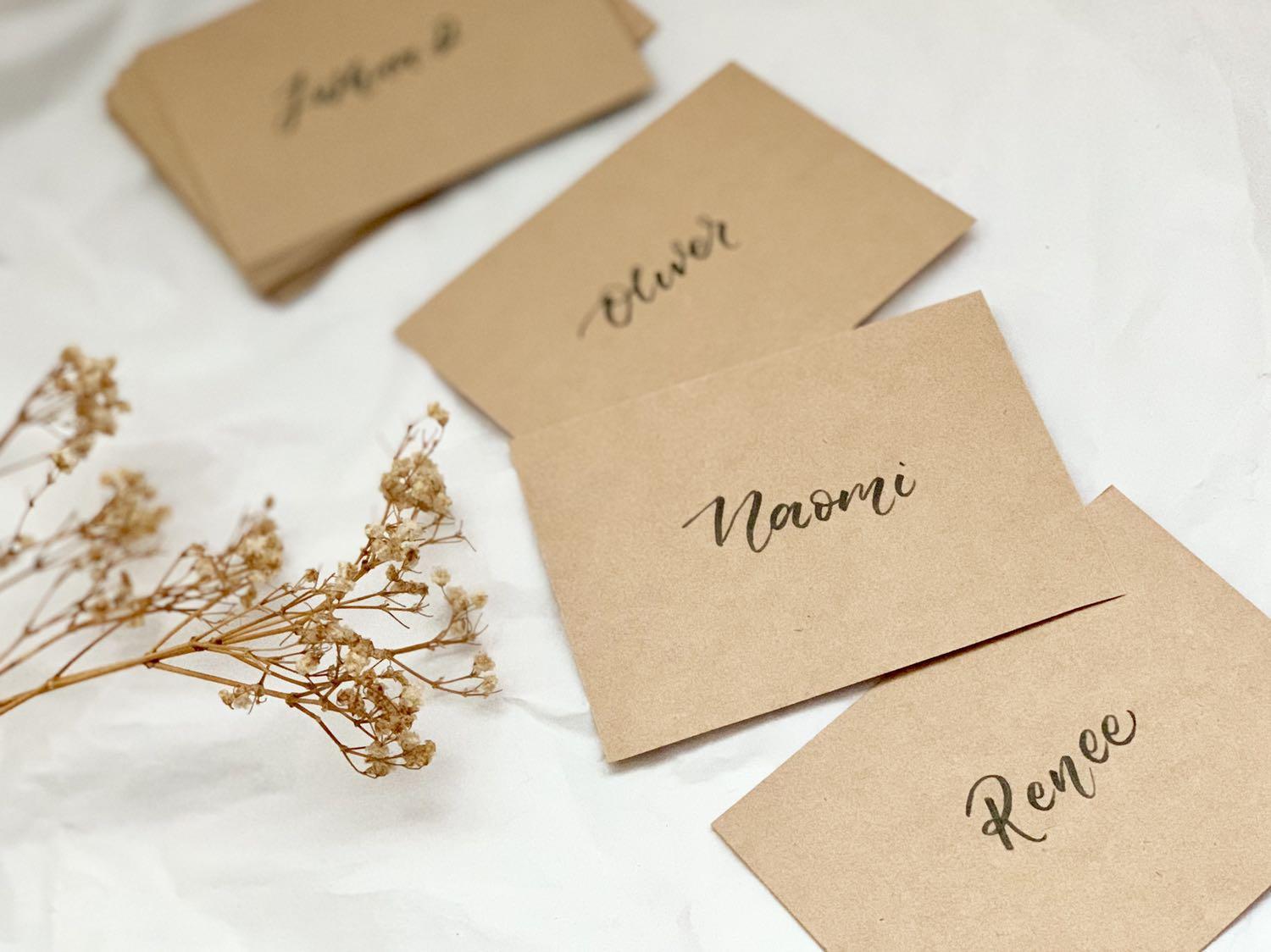 Kraft paper name placecards, Hobbies & Toys, Stationery & Craft