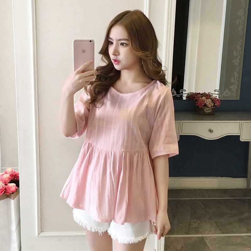 Loose Fluffy Mid Sleeves Babydoll Top Women S Fashion Clothes Tops On Carousell