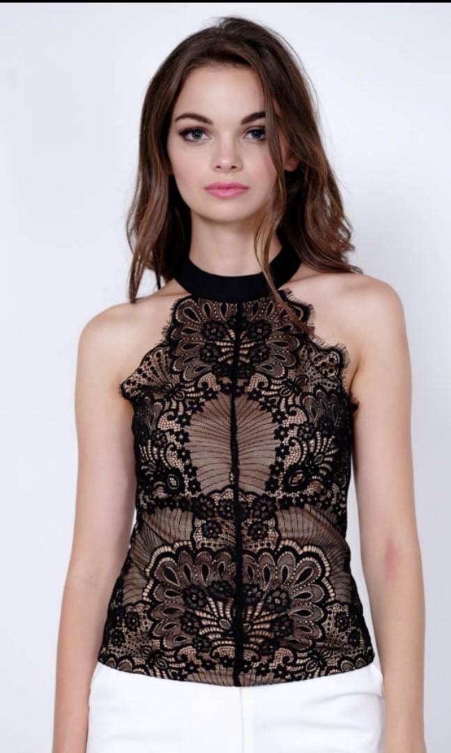 black lace halter top