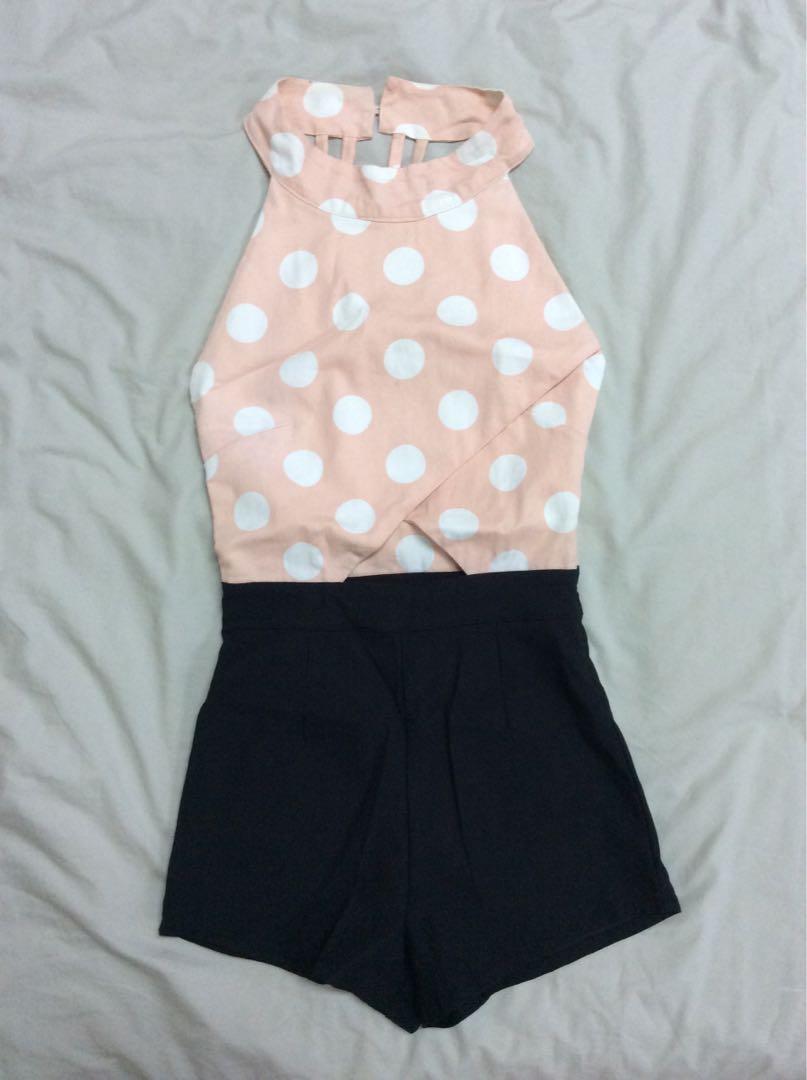 Origami polka romper (Category: Rompers) located in Makati City. Submitted by dnccc (Listing ID 206682349, Image 1). Description: Item used once! #march300.