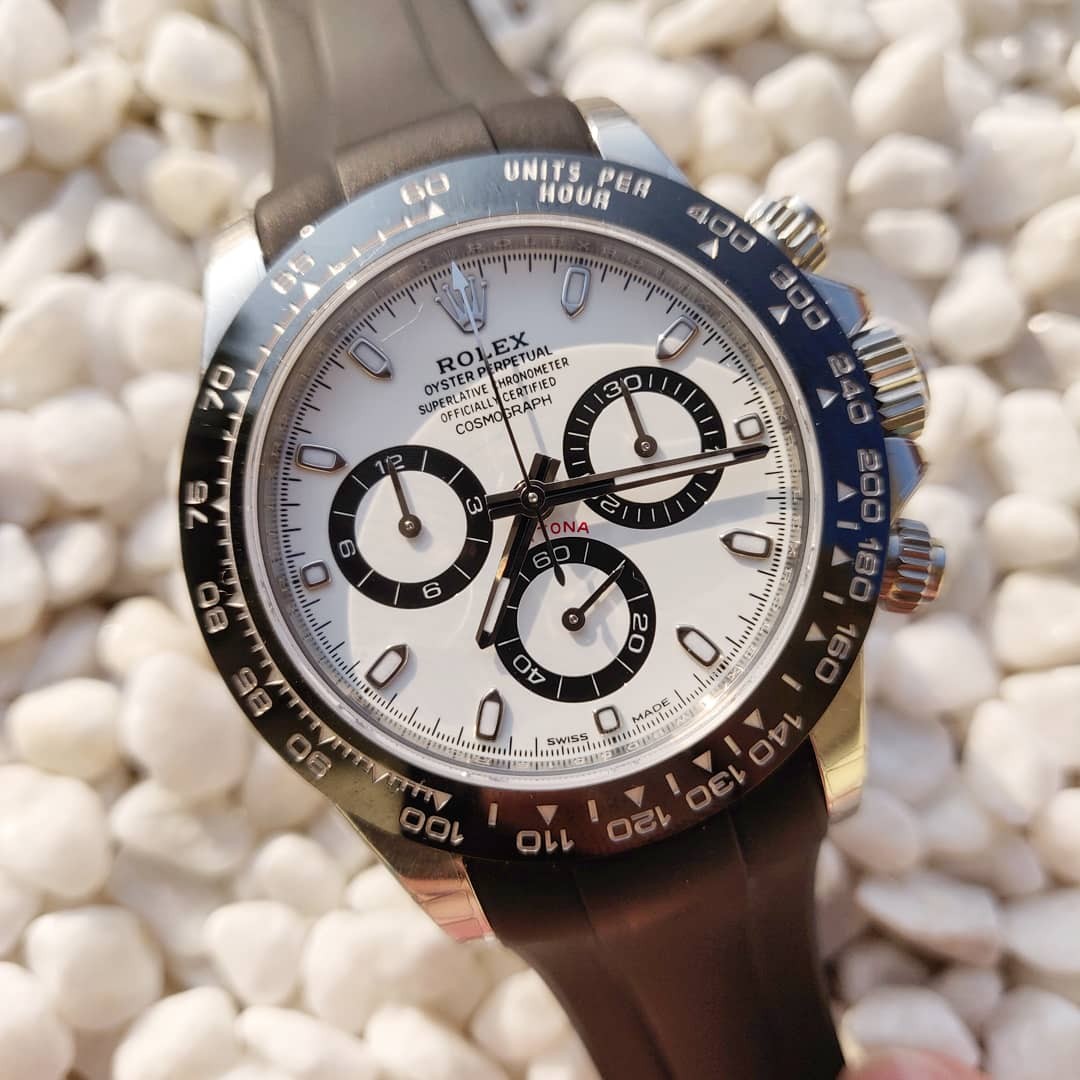 Rolex daytona store panda rubber strap