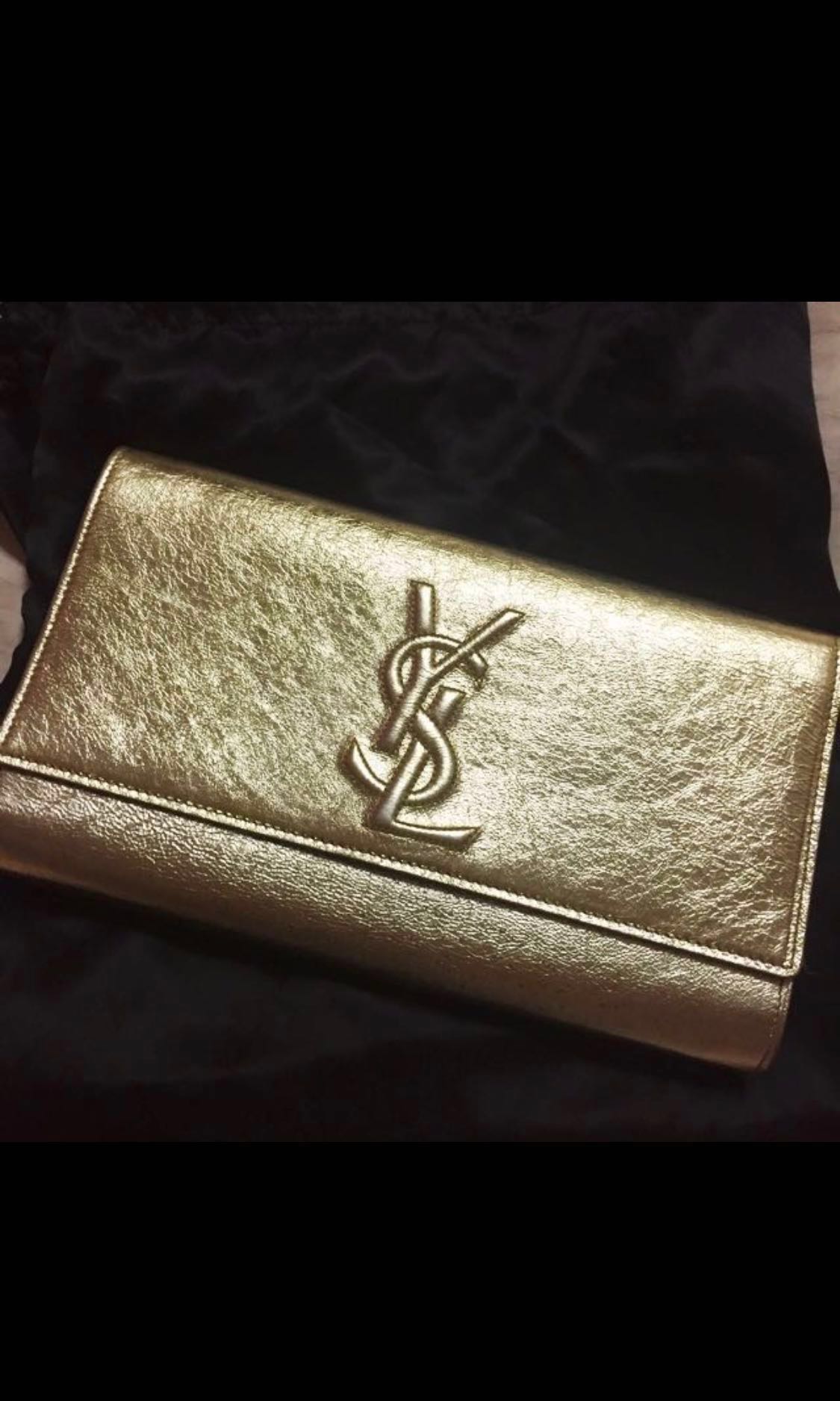 ysl silver and gold clutch