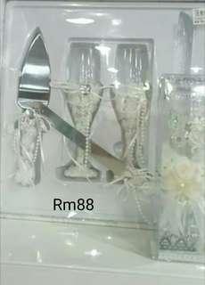 Wedding glass and knife