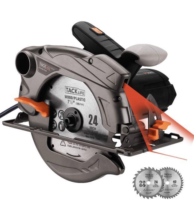 2443 Tacklife 7 1 4 Circular Saw With Laser Guide Extra 40t