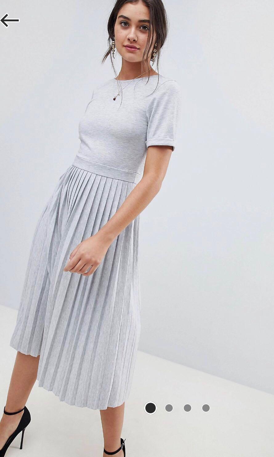 asos pleated skirt midi dress