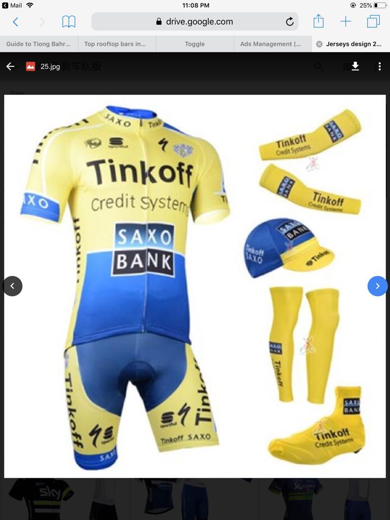 Brand New Tinkoff Saxo Cycling Jersey Set Bulletin Board