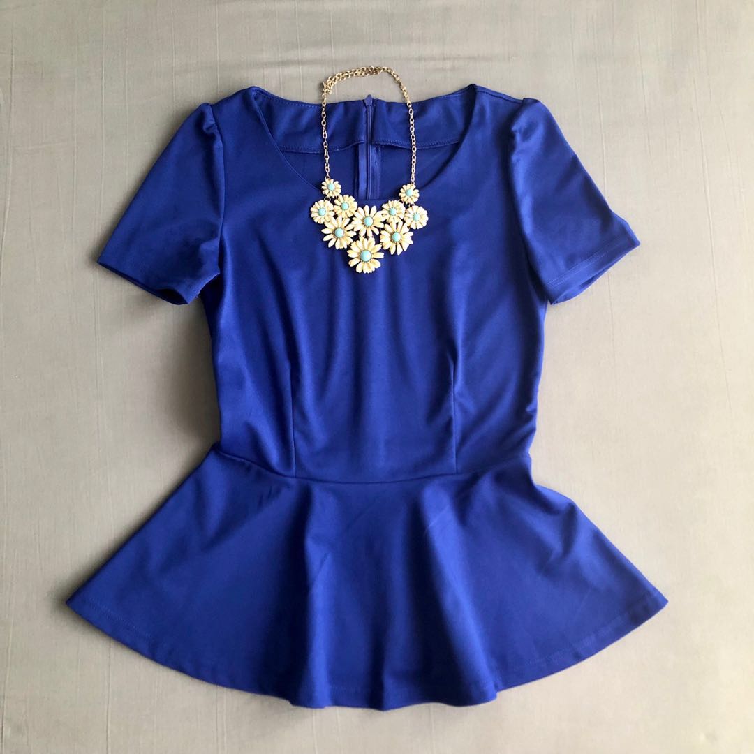 Cobalt Blue Cotton Slub Must Have Top For Women