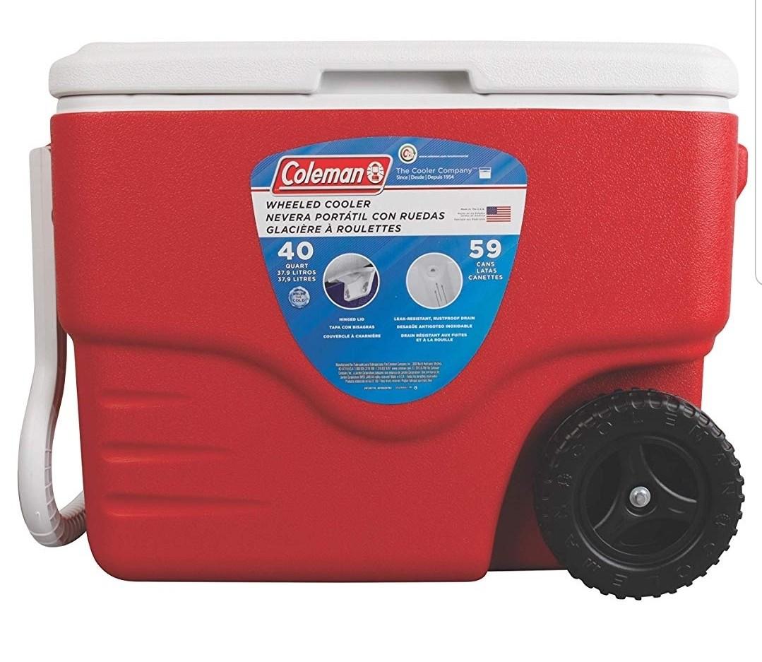 coleman 57 litre wheeled cooler