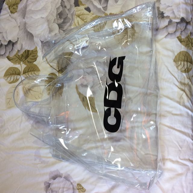 cdg transparent pvc tote bag
