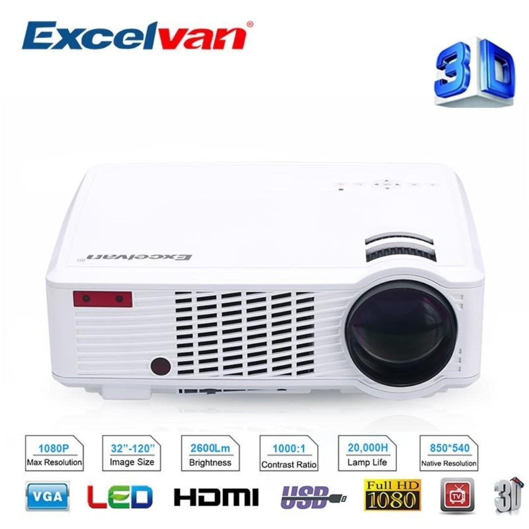 Excelvan 2600 Lumens Video Projector Home Cinema Theater Support 1080P HD with 5.0 Inch LCD TFT Display HDMI for Smartphone PC Laptop PS4 (Black), TV & Home Appliances, TV &