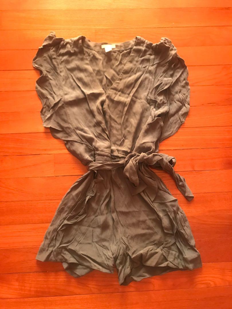 h&m green satin jumpsuit