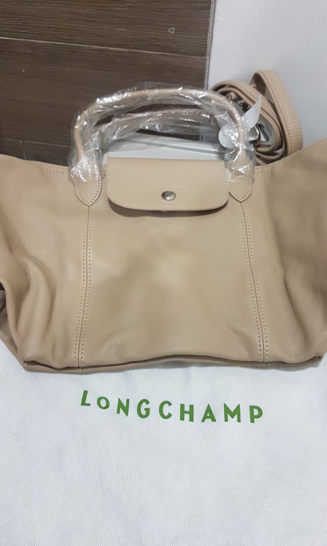 longchamp beige leather bag