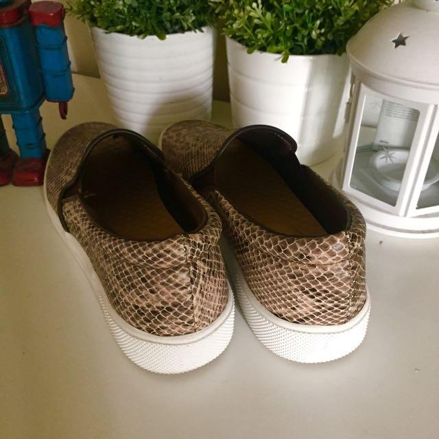 snakeskin slip ons