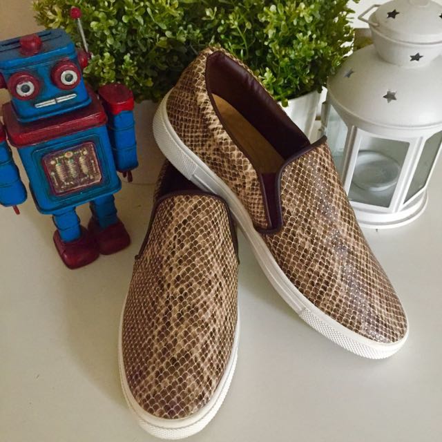 snakeskin slip ons