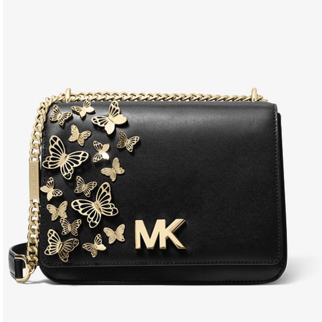 mott large butterfly embellished leather crossbody bag