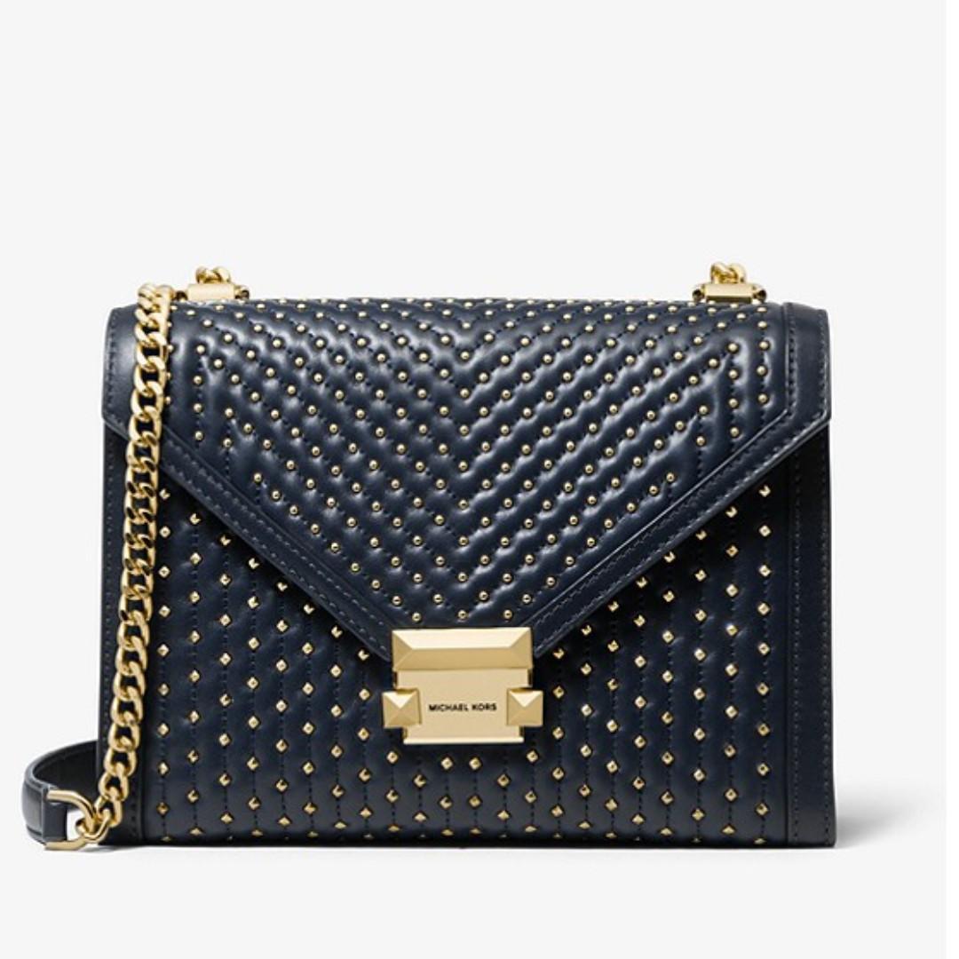 michael michael kors whitney large studded leather convertible shoulder bag
