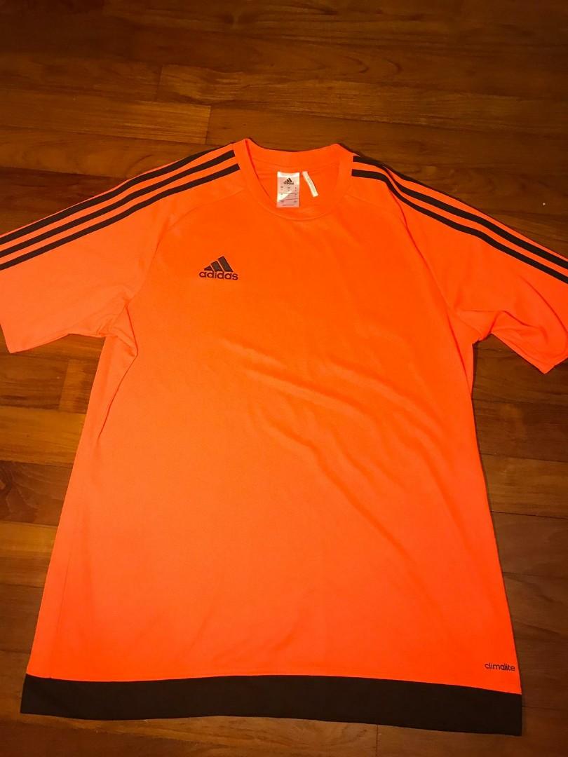 Neon Orange Adidas Climalite Shirt, Men's Fashion, Activewear on ...