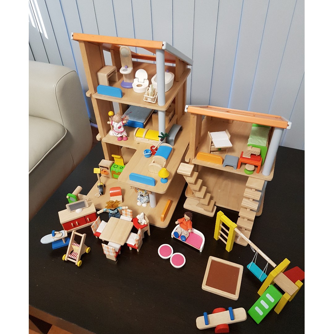 Plan toys chalet online dollhouse with furniture