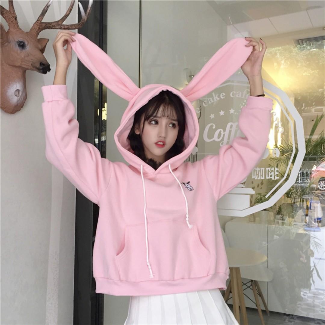 white bunny hoodie with ears