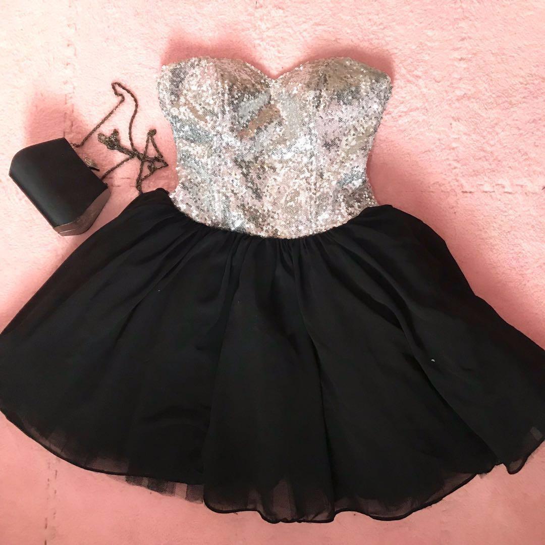 black and silver cocktail dresses
