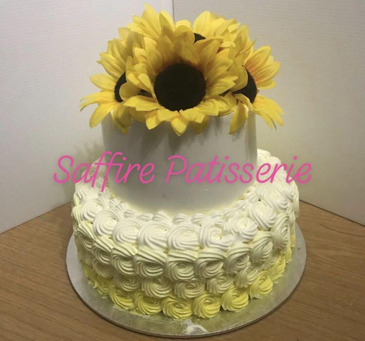Sunflower Rosette Cake Two Tier Single Birthday Baby Shower