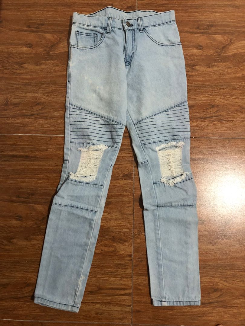 olive green biker jeans mens