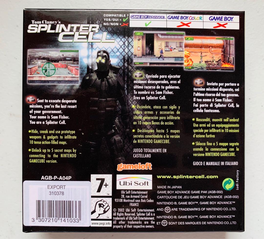 Tom Clancy’s Splinter Cell Gameboy Advance (Category: PlayStation) located in Paranaque City. Submitted by quickwittedx (Listing ID 219641533, Image 2). Description: Tom Clancy’s Splinter Cell Gameboy Advance Item Description: Brand New. Very Good Warranty:None Pm for more details. Additional 250php for shipping LBC only. Mode of Payment: Thru BPI or LBC only Meet up: Ayala triangle on weekdays. Paranaque weekends. Thanks and enjoy gaming. 😀👍.