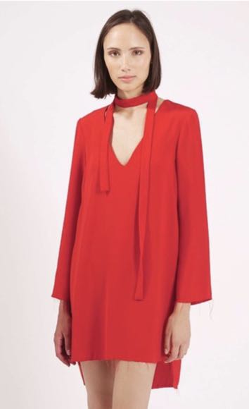 topshop red long dress