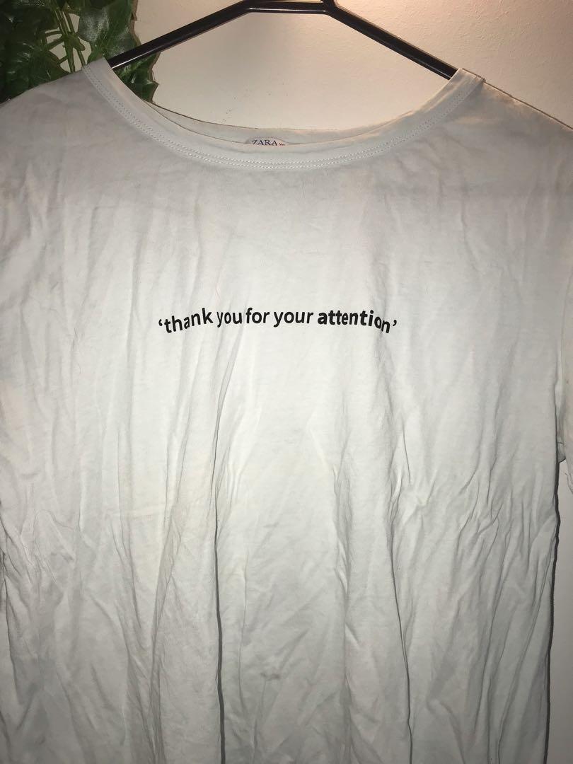 Zara Thank You For Your Attention T Shirt Women S Fashion