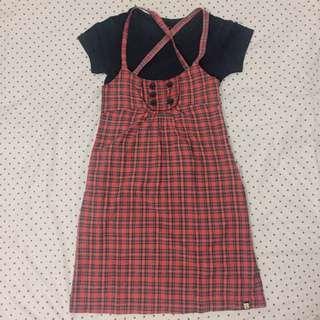 #prelovedwithlove Insight Red Plaid Rompers Jumpsuit Dress