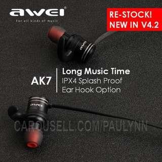 👍👍Awei AK7 Bluetooth Earphone Sports Earphone Long Battery Life
