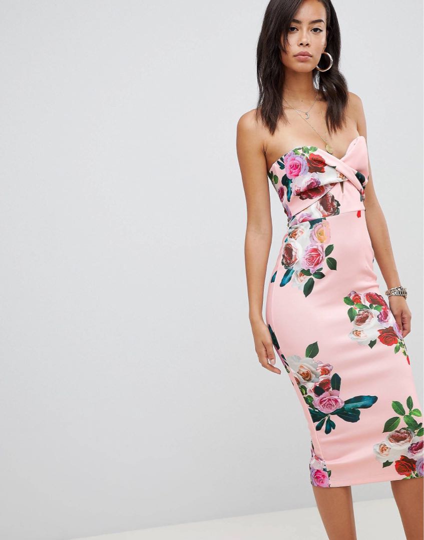 Floral bodycon midi dress discount