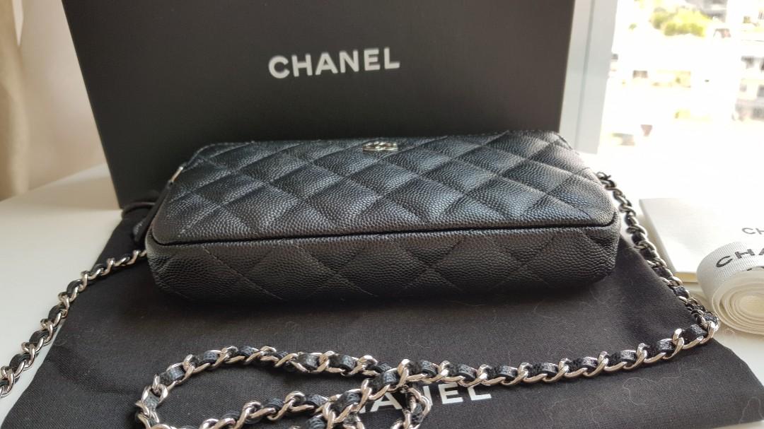 Chanel double sales zip clutch