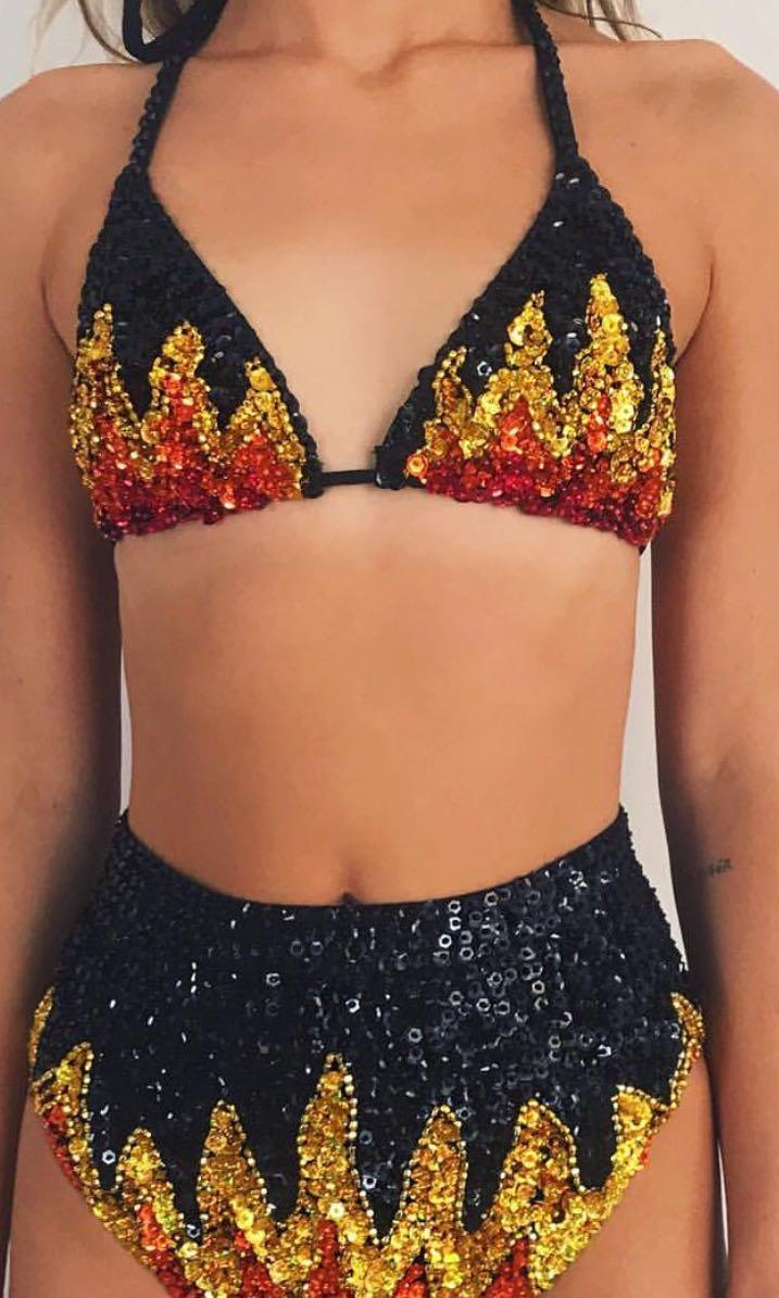 Easy Tiger Flame Sequin Bralette Women s Fashion Clothes on