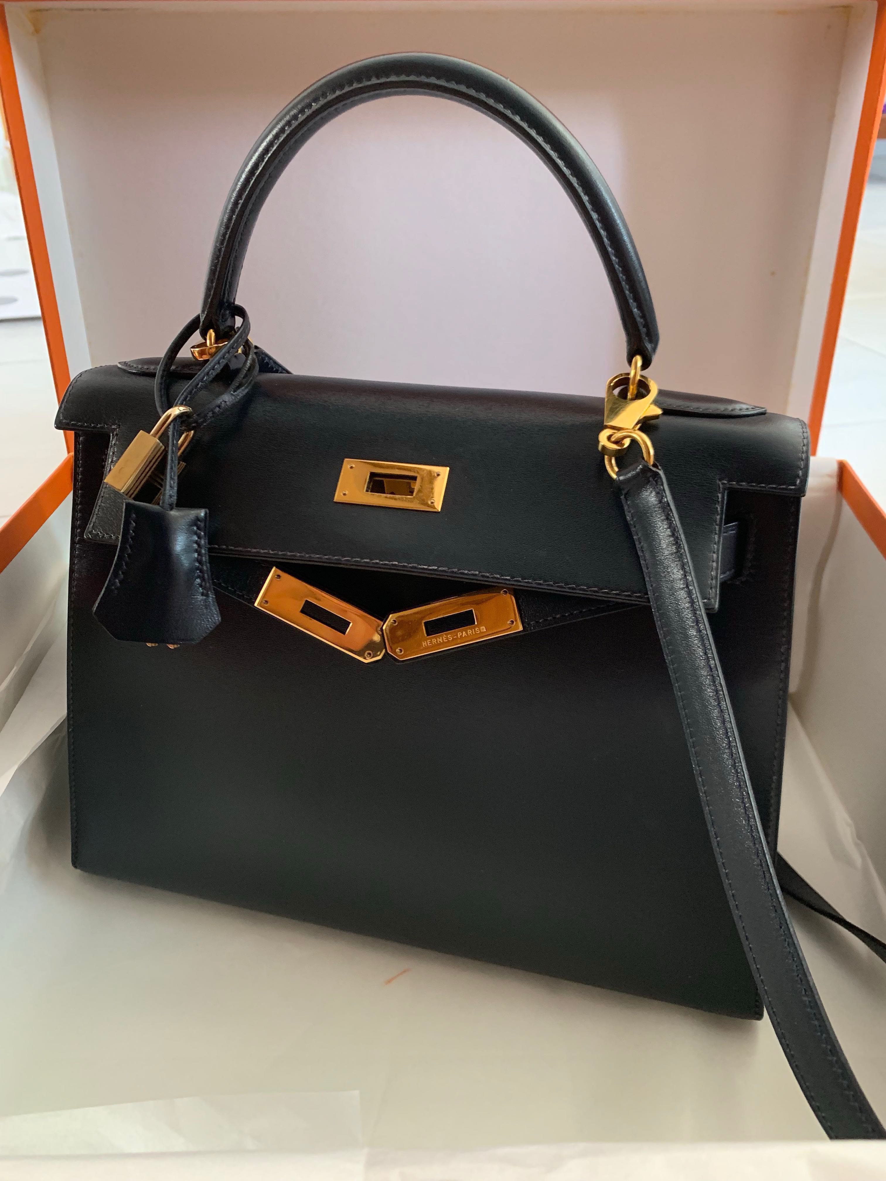 Hermes Kelly 28 Sellier Blue Nuit GHW 