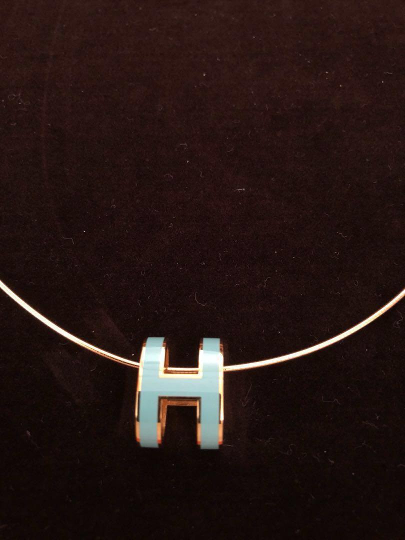 Hermes Pop H Necklace Emerald Enamel Rose Gold Plating Luxury Accessories Others On Carousell